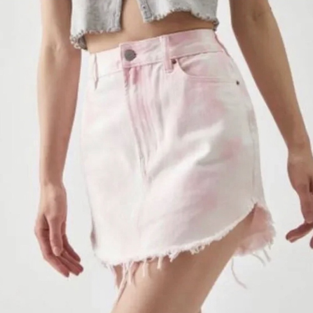 Pac Sun Tie Dye Denim Mini Skirt Pink